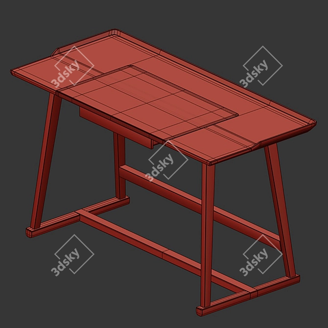 Elegant Recipio 14 Writing Desk 3D model image 2