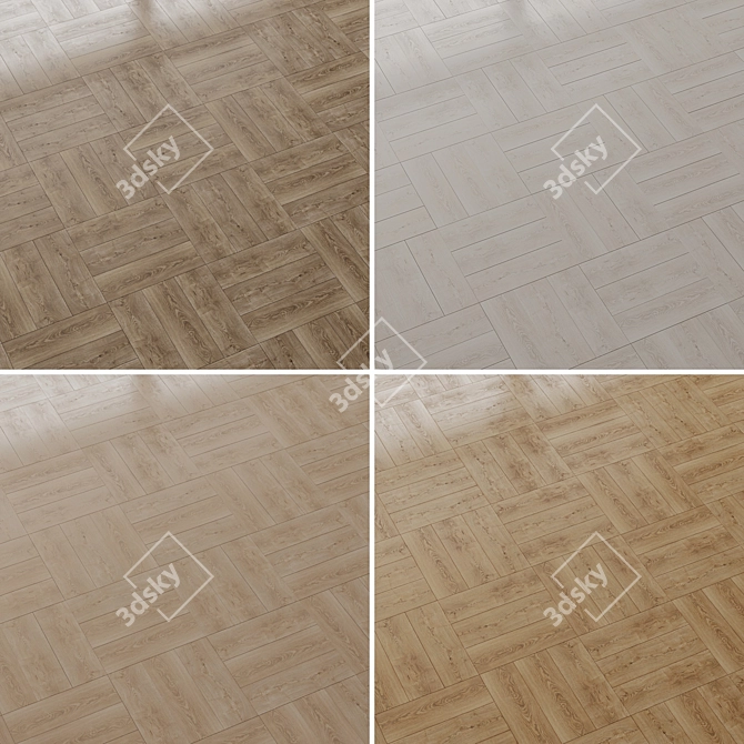 Sterling Oak Wood Flooring Set 3D model image 2