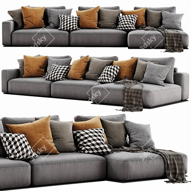 Elegant Poliform Westside Chaise Lounge 3D model image 1