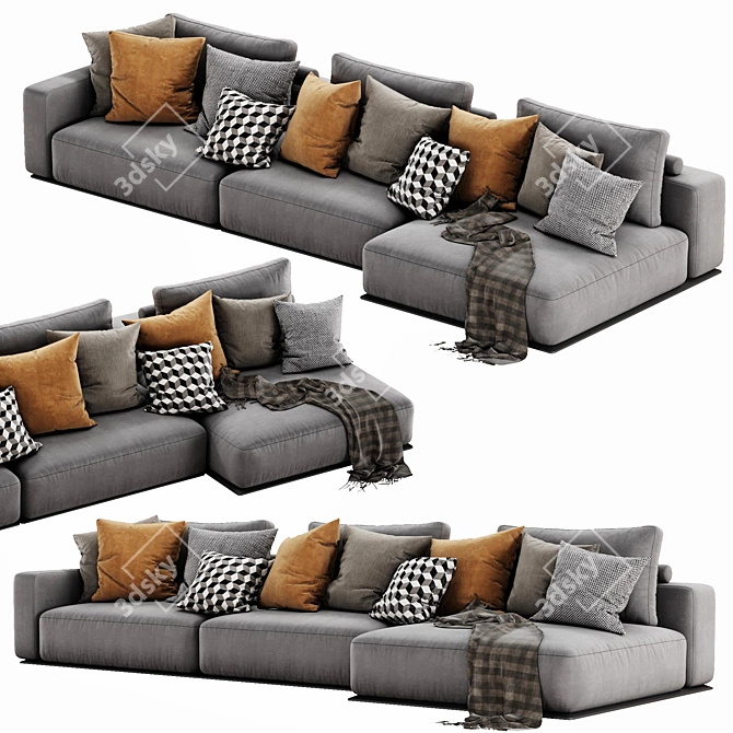 Elegant Poliform Westside Chaise Lounge 3D model image 2