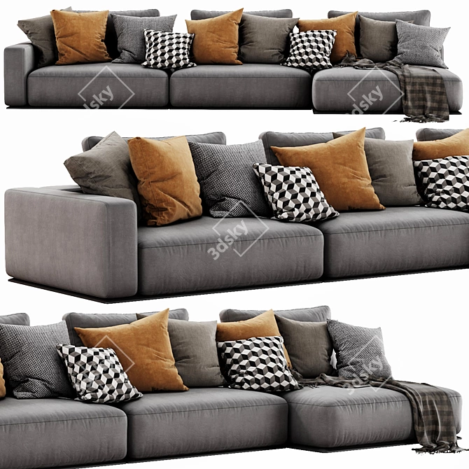 Elegant Poliform Westside Chaise Lounge 3D model image 3