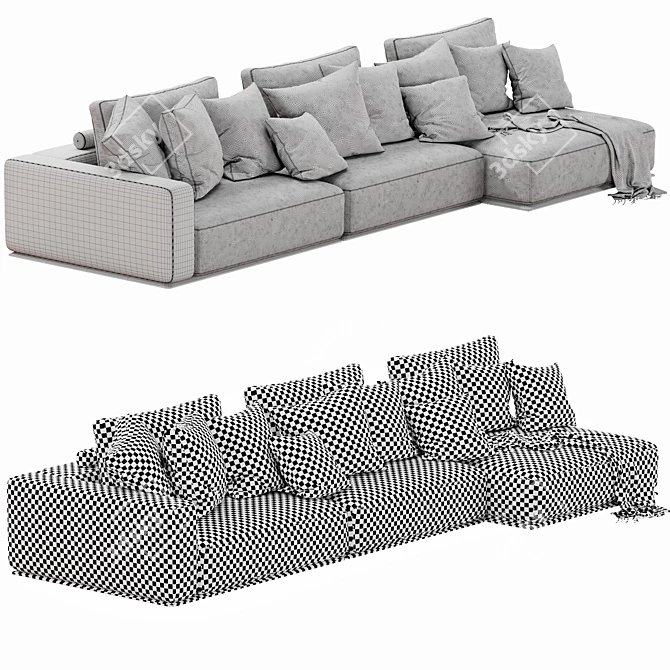 Elegant Poliform Westside Chaise Lounge 3D model image 4