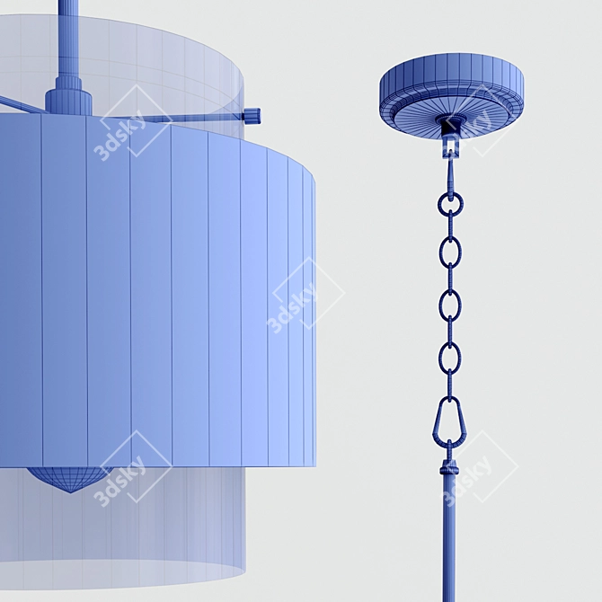 Elegant Aged Brass Glass Pendant 3D model image 4