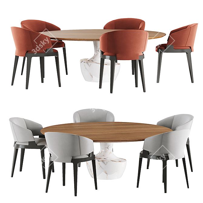 Elegant Potocco Velis Dining Table 3D model image 2