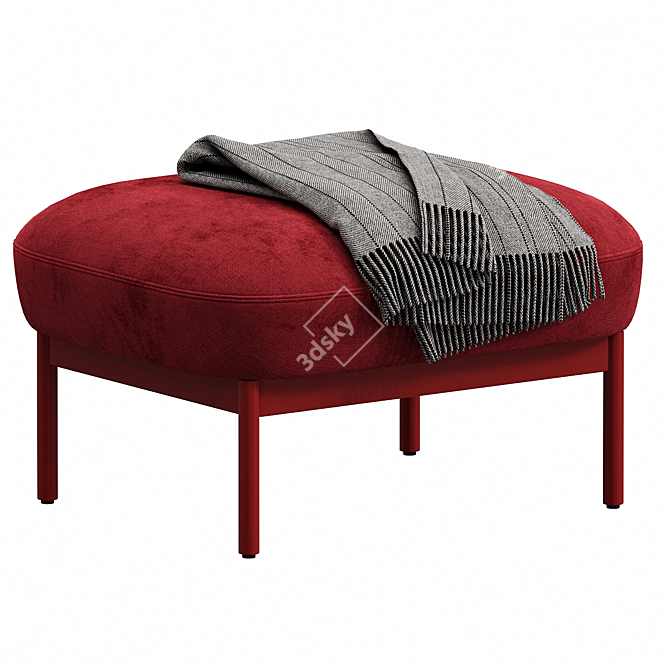 Plush Scarlet Ottoman | Luxe Velvet 3D model image 1