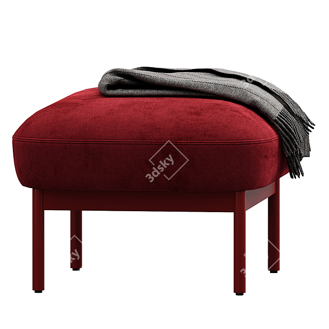 Plush Scarlet Ottoman | Luxe Velvet 3D model image 2