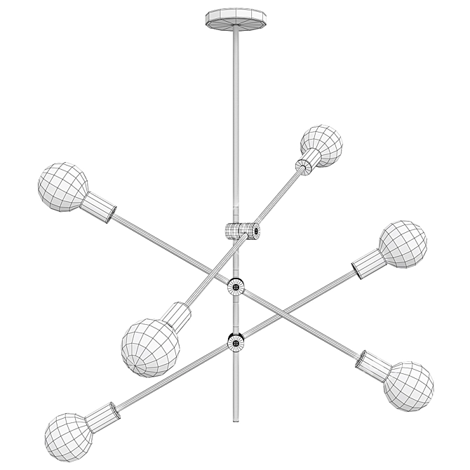 Sleek Metal Sputnik Chandelier 3D model image 2
