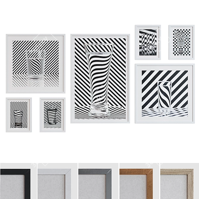 Modern Set of 7 Glass-Filled Picture Frames 3D model image 1