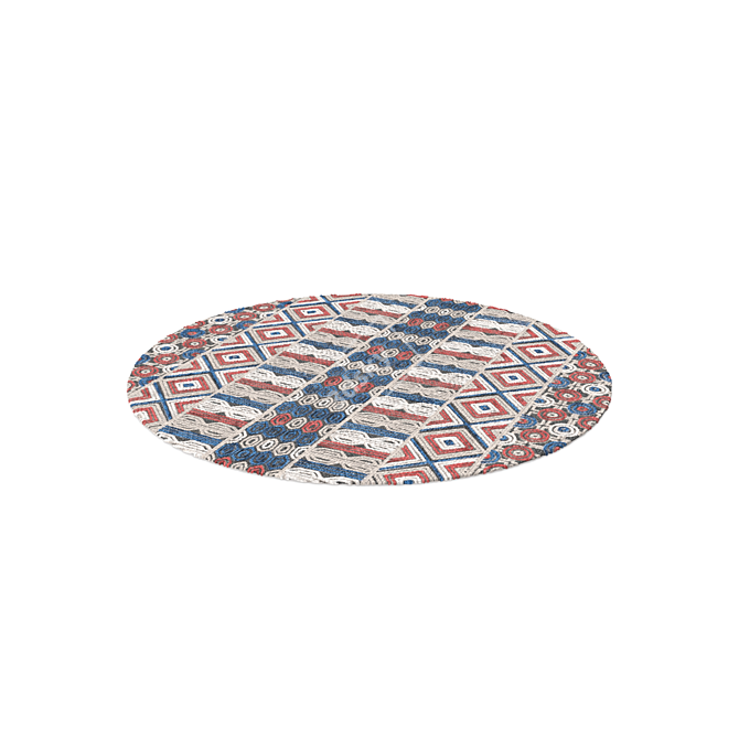 Title: Sophisticated Round Wool Rug 3D model image 2
