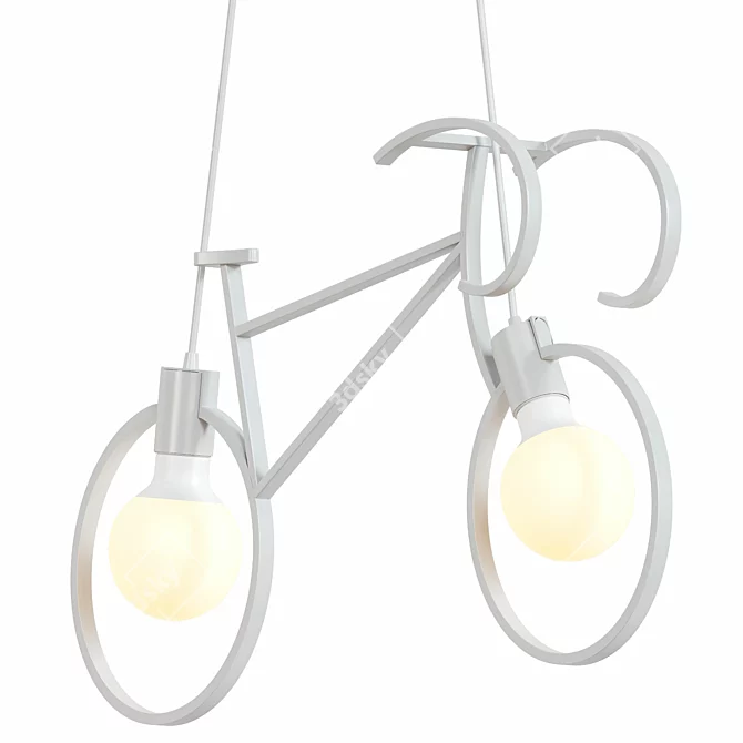 Scandi Bike Hanging Lamp: Black & White Decor 3D model image 2