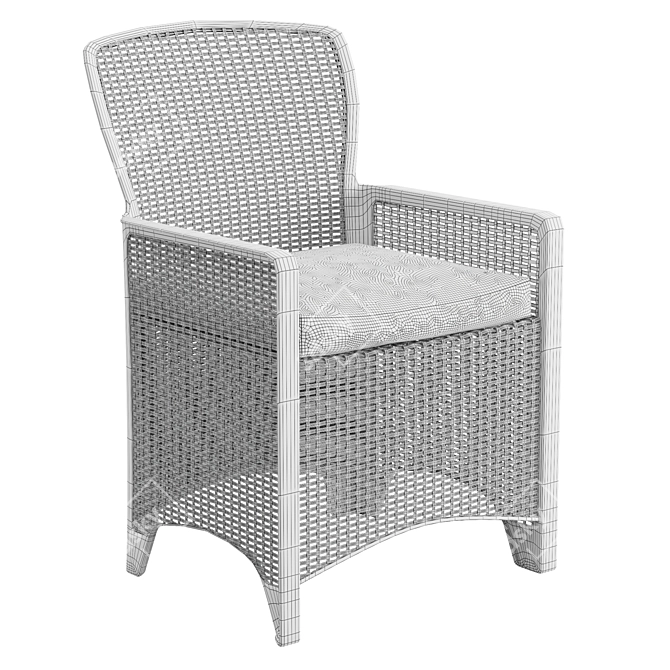 Faux Rattan Chair Set + Side Table 3D model image 6