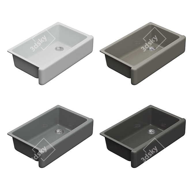 Kohler Whitehaven Enamelled Cast Iron Sink 3D model image 3