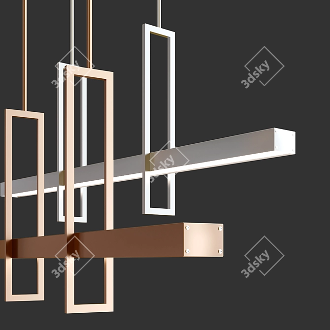 Sleek LED Linear Chandelier 3D model image 2