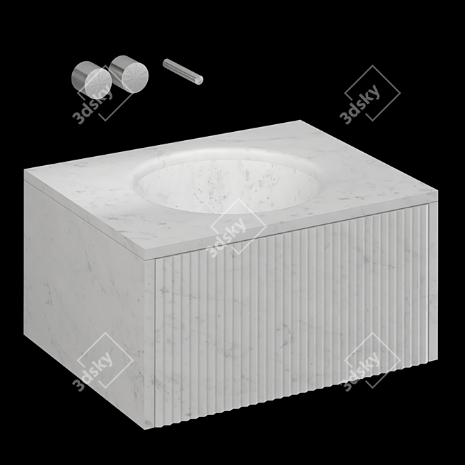 Sleek Wall-mounted Basin 3D model image 3