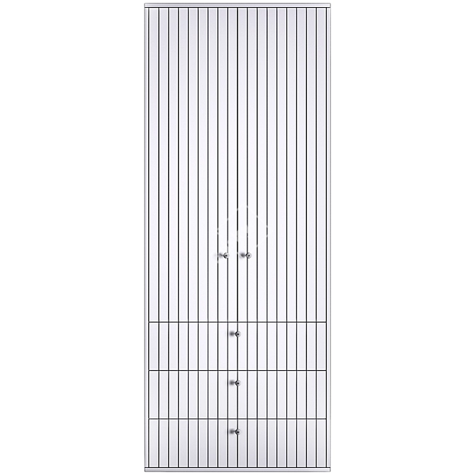 Modern Oak Wardrobe with Engraving 3D model image 3