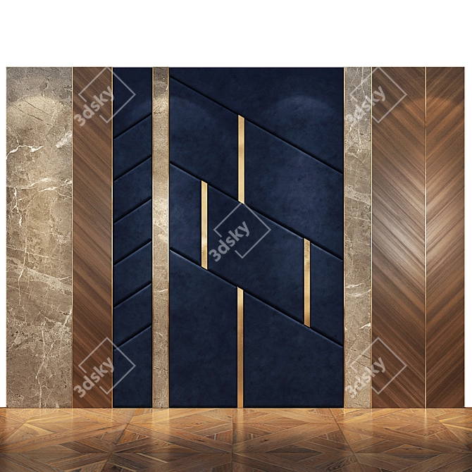 Elegant Wood Panel Wall Décor 3D model image 1