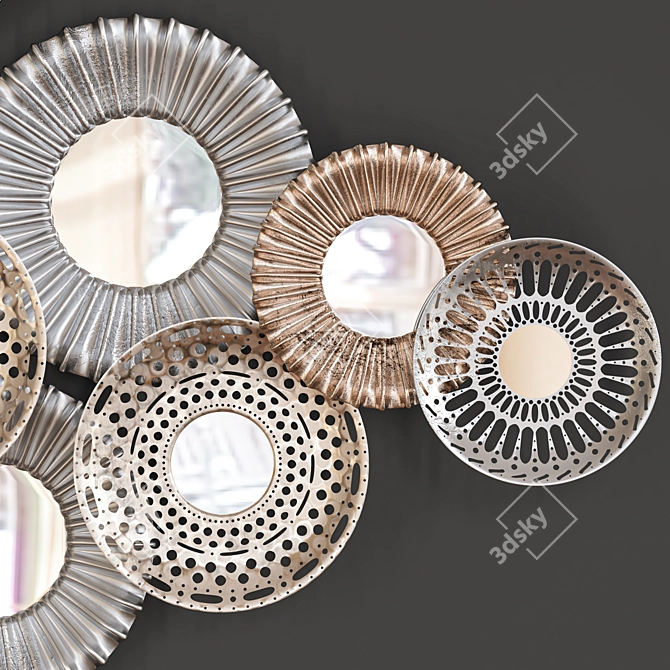 Alga Metal Wall Art: Stunning Openwork Wrinkle Mirror Design 3D model image 3