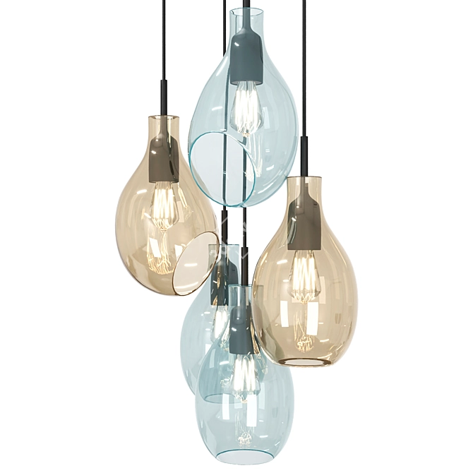 Nordic Glass Pendant Lights for Stylish Illumination 3D model image 2