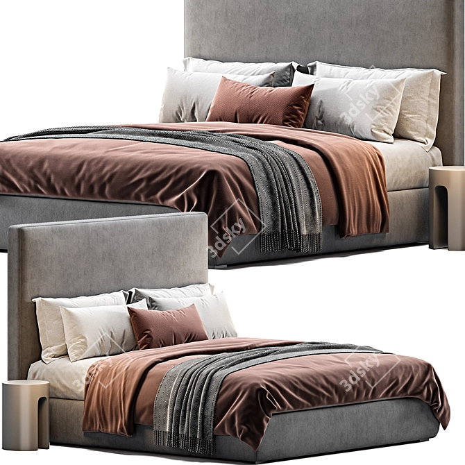Luxurious Bardo Due Bed by Meridiani 3D model image 1