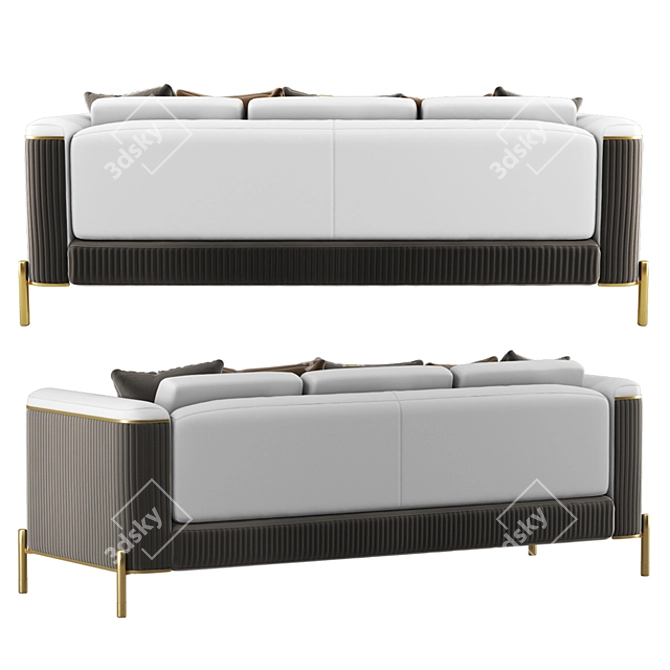 Sleek Nappa Leather Sofa - Modern Design 3D model image 2