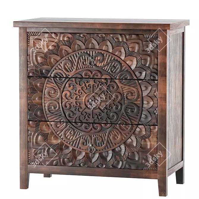 Burnt Brown Sideboard - Elegant Storage Solution 3D model image 1