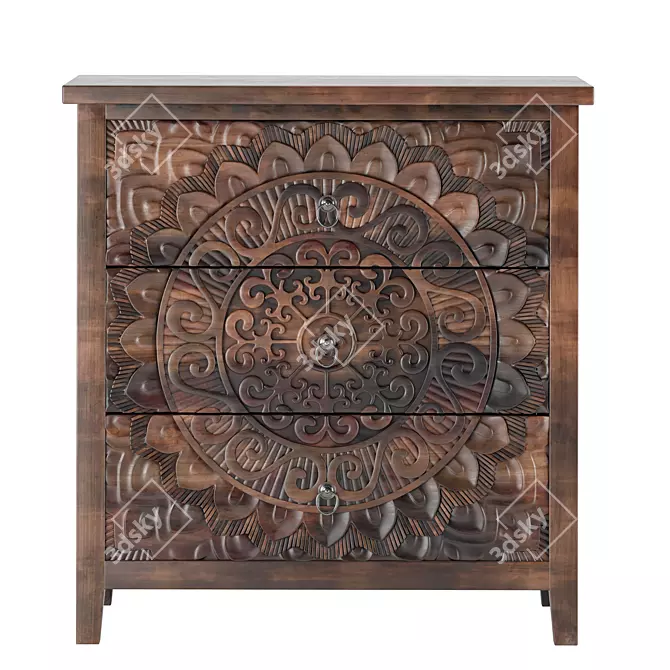 Burnt Brown Sideboard - Elegant Storage Solution 3D model image 2