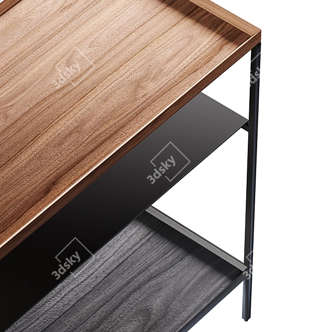 Industrial Chic Walnut Console 3D model image 3