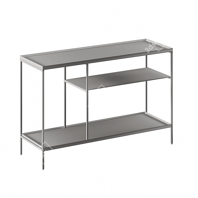 Industrial Chic Walnut Console 3D model image 4