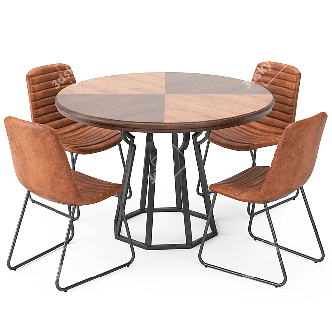Elegant Dining Set: Dining Table 132 & Frankie Dining Chair 3D model image 1