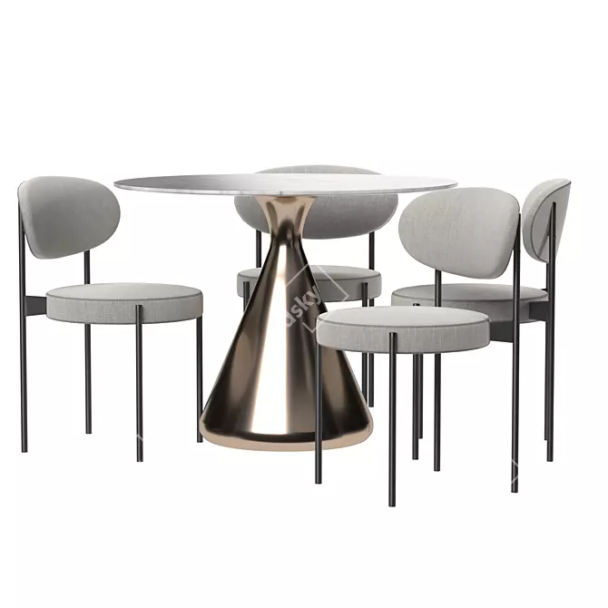 Elegant Dery Chair & Silhouette Oval Table 3D model image 3