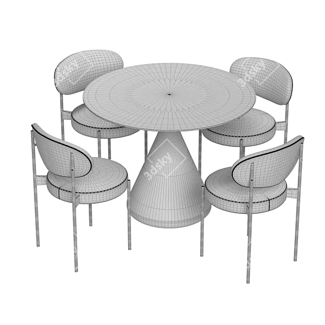 Elegant Dery Chair & Silhouette Oval Table 3D model image 4