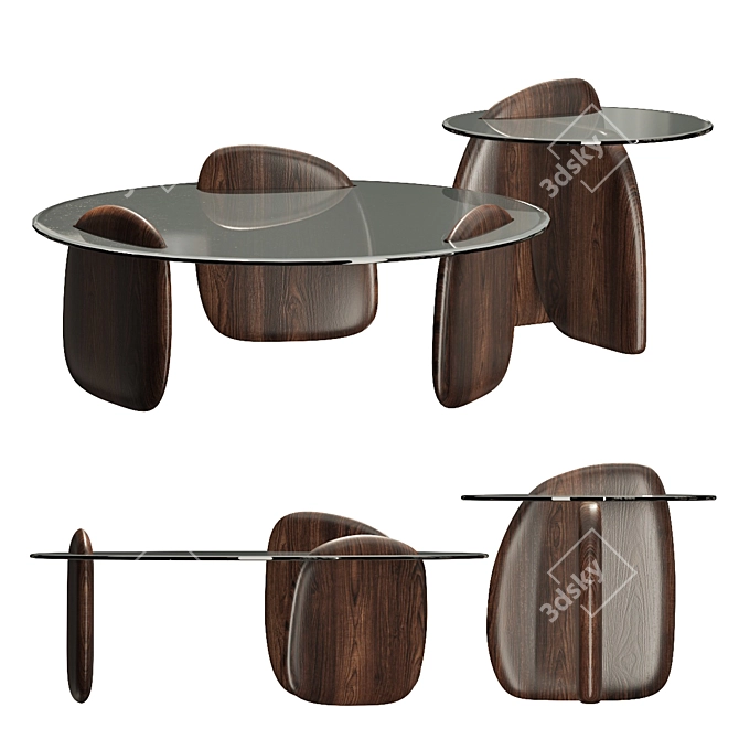 Sleek Wood Shark Tables 3D model image 1