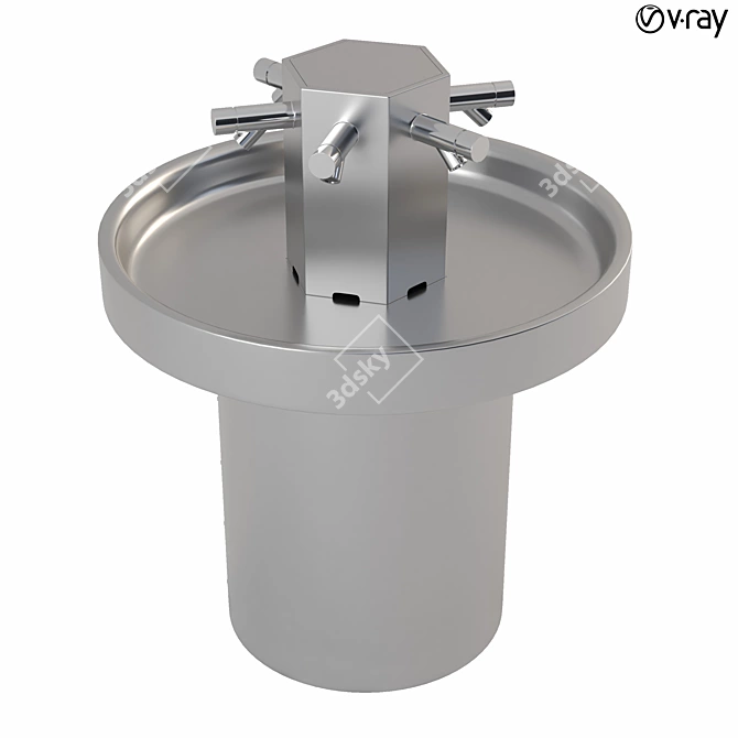 Sleek Round Washbasin for 6 3D model image 1