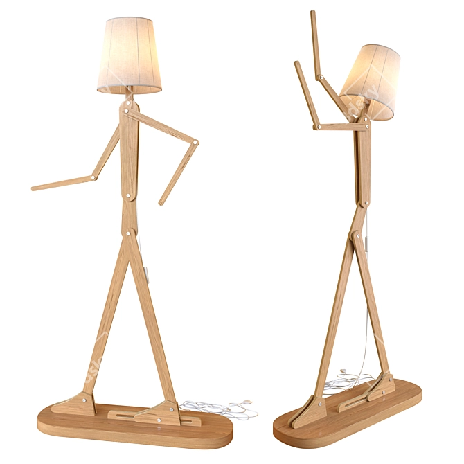 Wooden Mans Children's Floor Lamp 3D model image 2