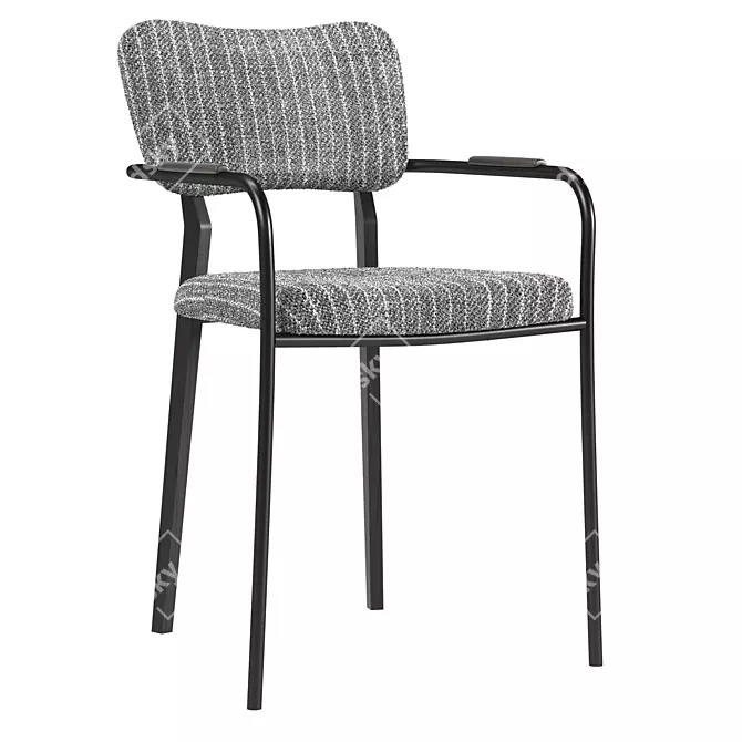 Elegant Grey Bouclé Dining Chair 3D model image 1