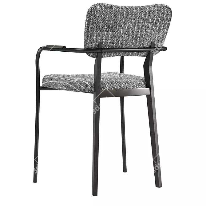 Elegant Grey Bouclé Dining Chair 3D model image 2