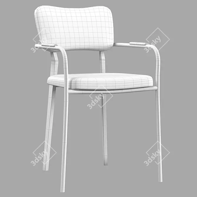Elegant Grey Bouclé Dining Chair 3D model image 3