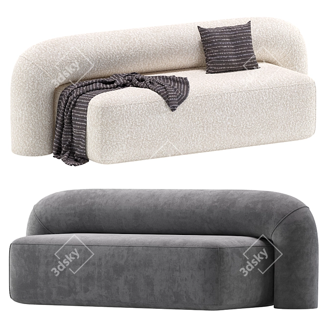 Plush Moss Sofa: Velvet & Leather 3D model image 1
