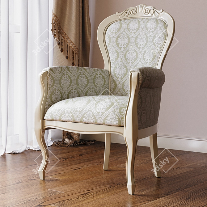 Cleopatra Wooden Armchair: Elegant & Spacious 3D model image 2