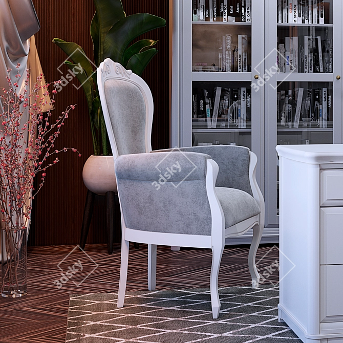 Cleopatra Wooden Armchair: Elegant & Spacious 3D model image 6