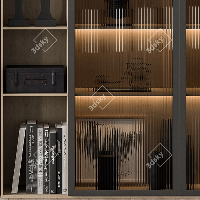 Sleek Glass and Black Display Cabinet 3D model image 3