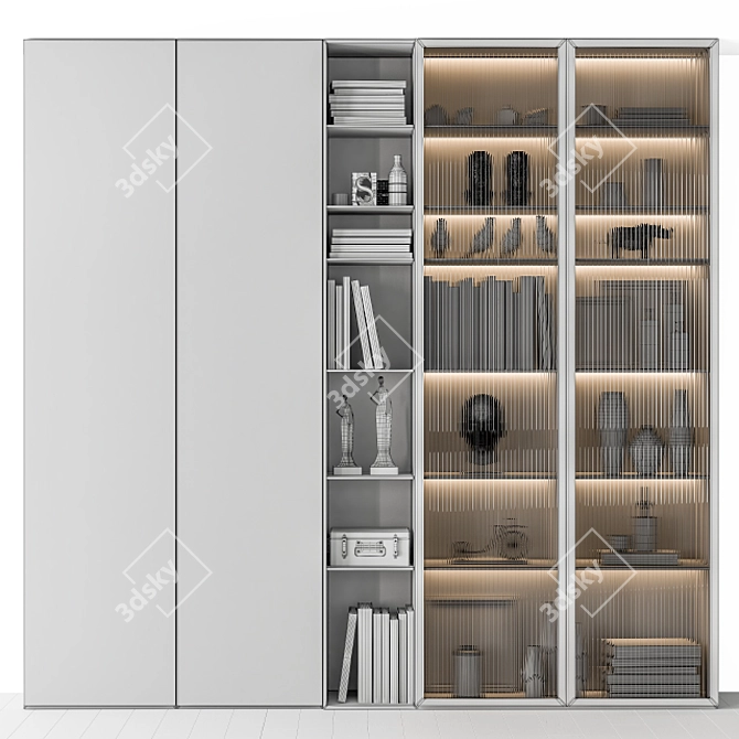 Sleek Glass and Black Display Cabinet 3D model image 5