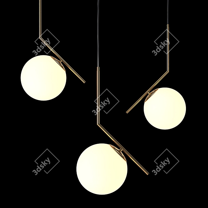 Elegant Brass Pendant Lamp 3D model image 1