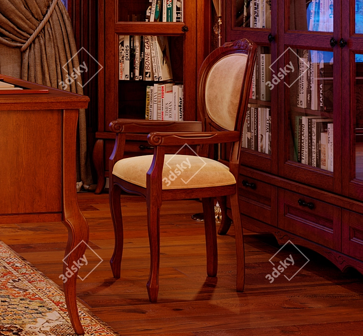 Cleopatra Armchair: Elegant Wood Design 3D model image 4
