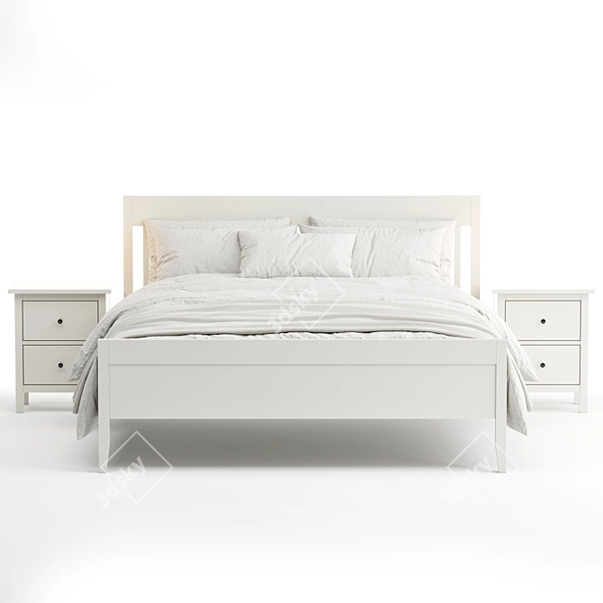 Elegant IKEA Idanas Bed Set 3D model image 3