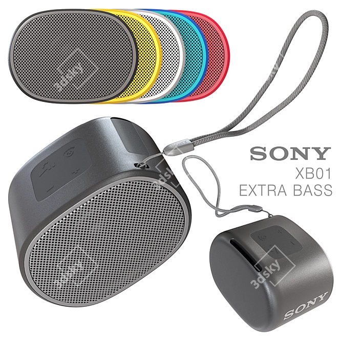 Sony SRS-XB01: Powerful Portable Speaker 3D model image 1