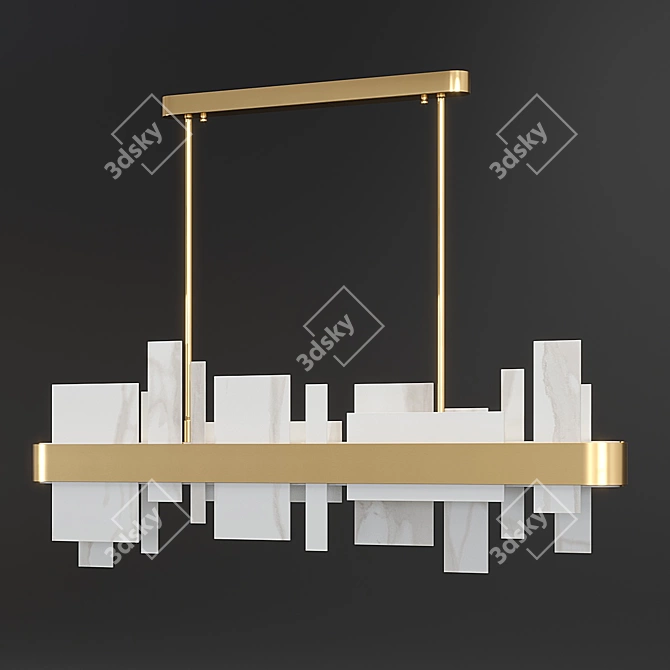 Elegant Amelie Oval Chandelier 3D model image 2