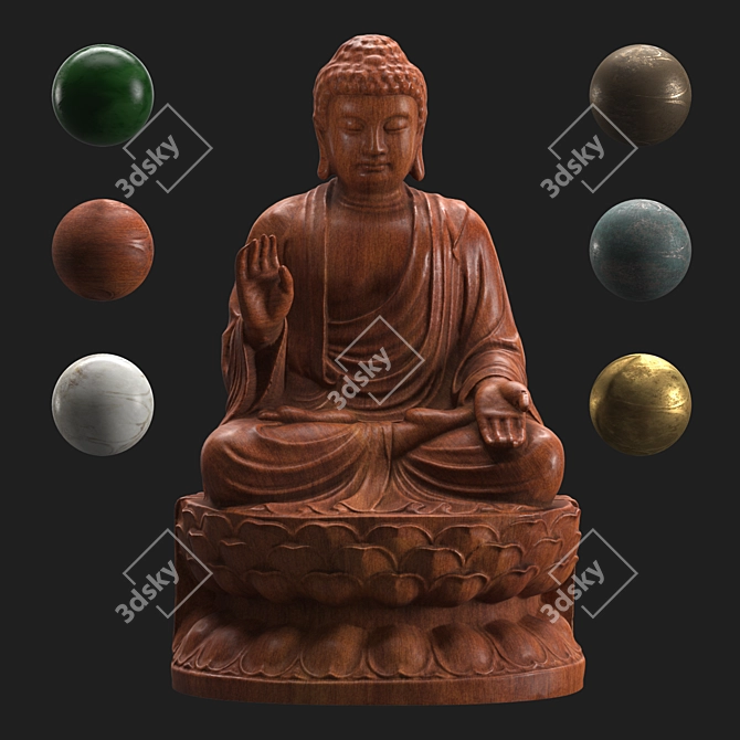 Enlightened Buddha Statue 3D model image 5