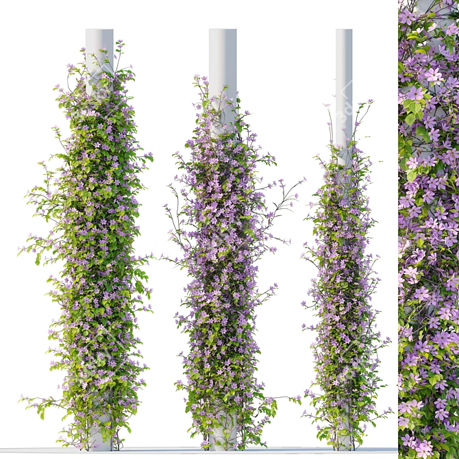 Blossoming Vine Trio: Varied Radii 3D model image 1