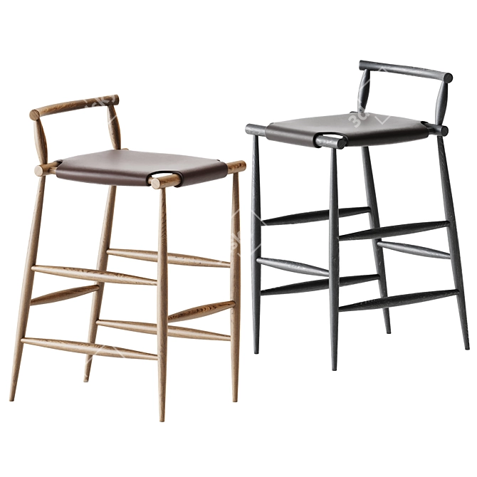 Modern and Sleek Pelleossa Bar Stool 3D model image 1